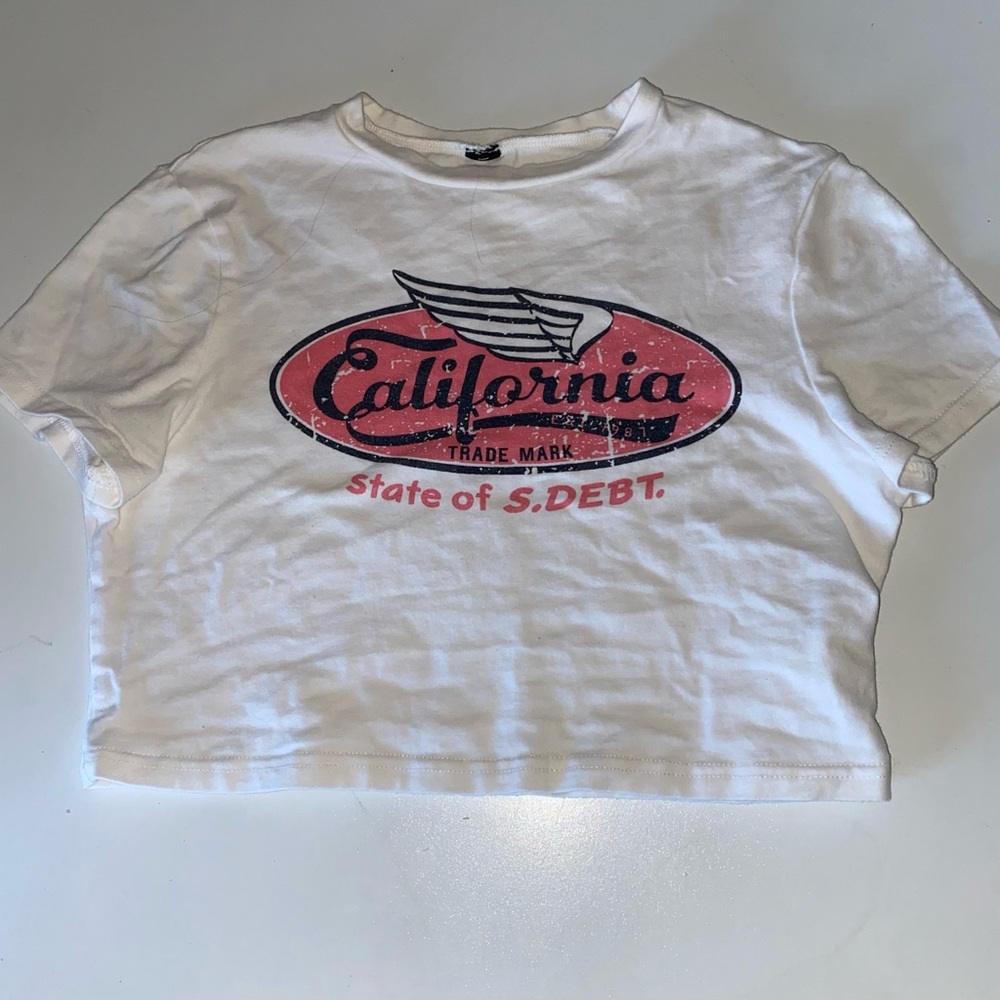 White and Pink California Crop Top